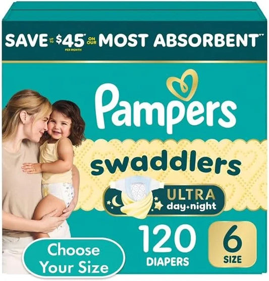 Pampers Swaddlers Diapers, Size 6 (35+ Pounds), 112 Count