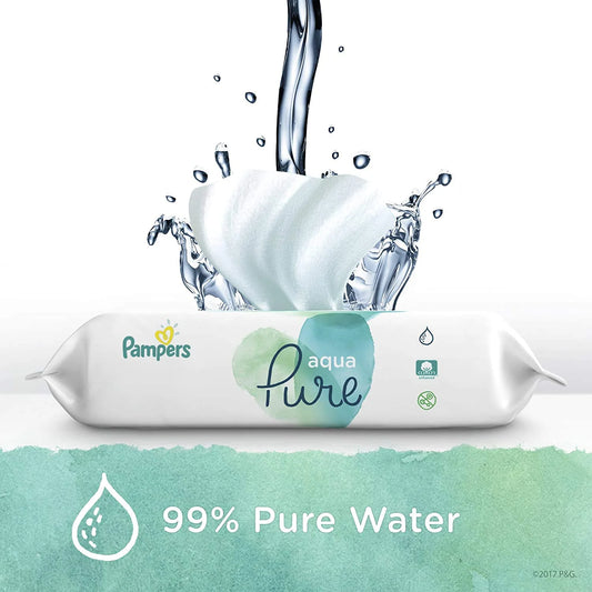 Baby Wipes, Pampers Aqua Pure Sensitive Water Baby Diaper Wipes, Hypoallergenic and Unscented, 12x Pop-Top Packs, 672 Count