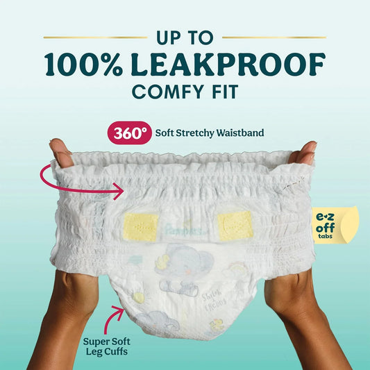 Pampers Diapers - Swaddlers 360° - Size 5, 52 Count, up to 100% Leakproof Comfy Dry Fit, Designed for Easy Changes, Pull On Baby Diaper