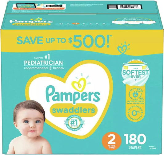 Pampers Swaddlers Diapers, Newborn (Less Than 10 Pounds), 174 Count