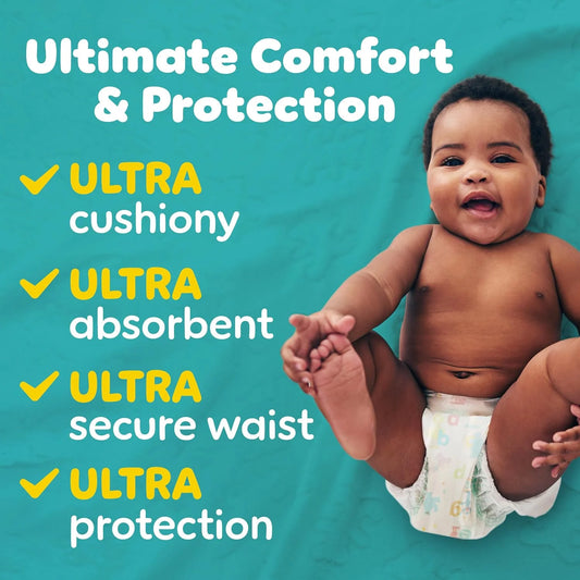 Pampers Baby Dry Ultra Cushiony Diapers, Size 1 (8-14 lbs), 252 Count, Up to 100% Leakproof (Packaging May Vary)