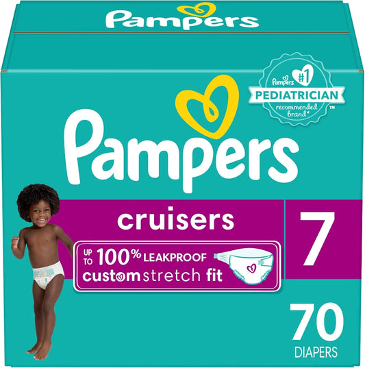 Pampers Cruisers Diapers - Size 7, 70 Count, Disposable Active Baby Diapers with Custom Stretch