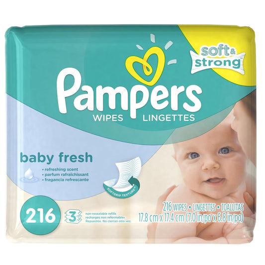 Pampers Baby Wipes Refill, Fresh Scented, 216 Count